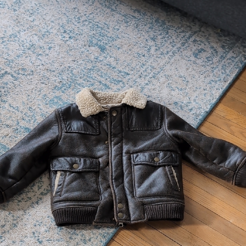 Gap Kids Brown Aviator Jacket Large Sherpa Collar